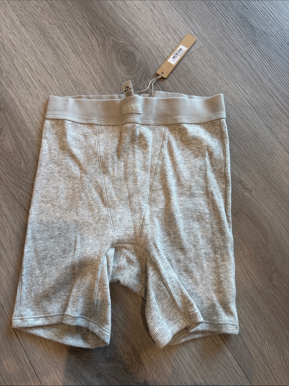SKIMS Ribbed Boxer Briefs in Light Gray